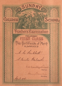 S. School Cert. 1914